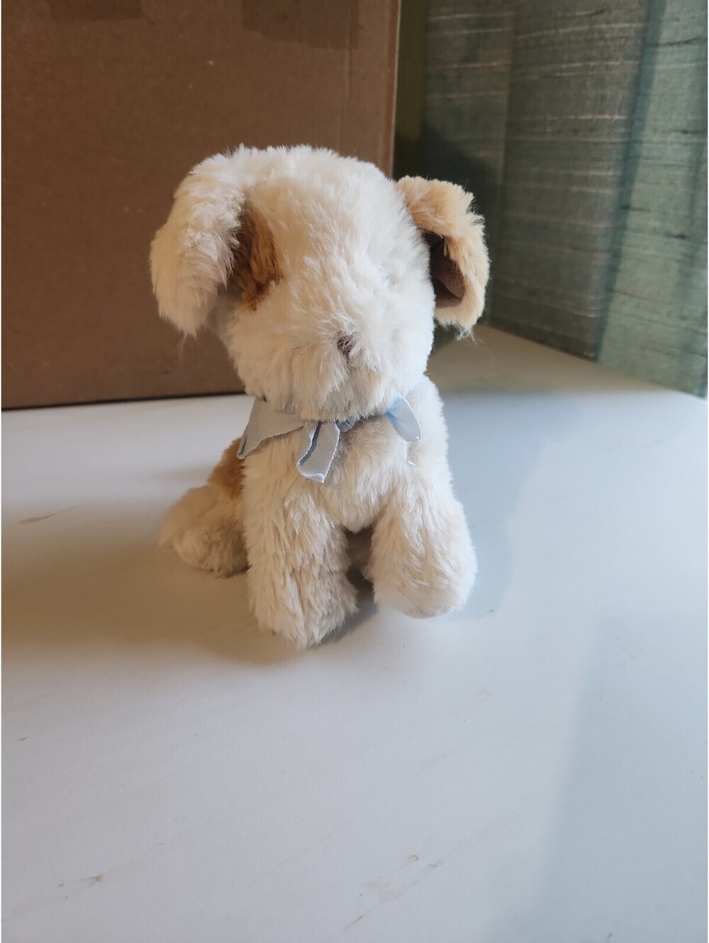 Bunnies By The Bay Skipit Plush Puppy Dog 8" White Tan Blue Bandana Stuffed 2017